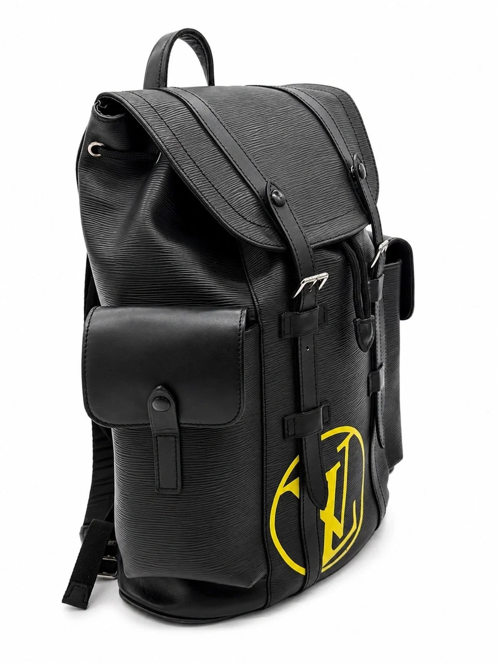 🖤 Louis Vuitton Christopher PM Backpack Black Epi Leather Yellow LV Circle